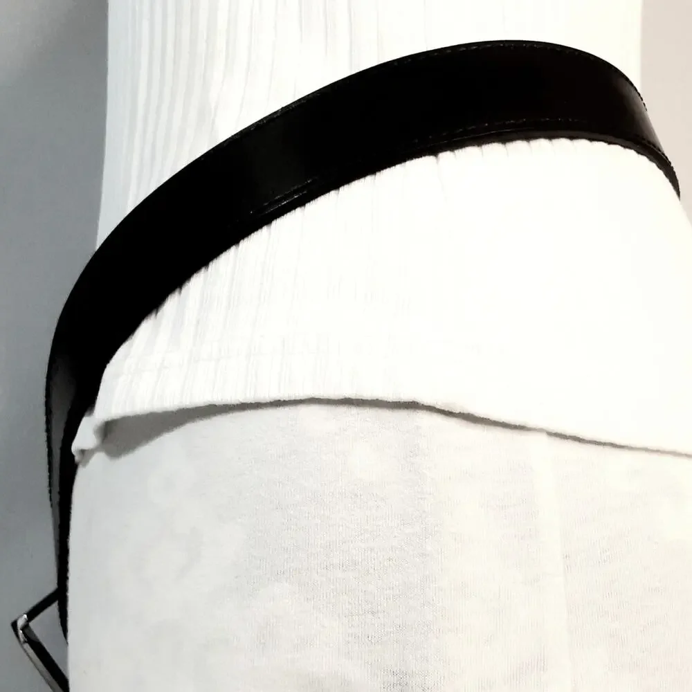 💎Dickies Genuine Black Leather Belt 46 to 48 Waist Curved Strap